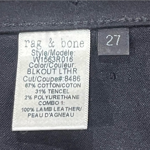 rag & bone Blackout Lamb Leather Skinny Leg Jeans Size 27 Women’s - Picture 4 of 6